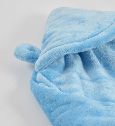 Florida All Season Hooded Baby Blanket Swaddler Wrapper Flannel Soft and Comfortable for New Born Babies - Sky Blue